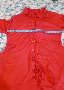 Vibrant Coral High Low Shrug Cum Tunic