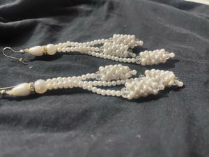White Pearl Dangle Earrings