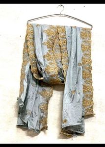 Elegant Grey &amp; Gold Ethnic Gown