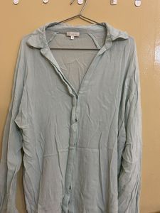 Sea green Collared Button-Up Shirt