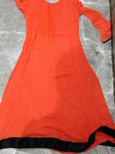 Orange Kurta with Black Embellishments