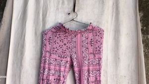 Pink Bandana Print Flare Pants