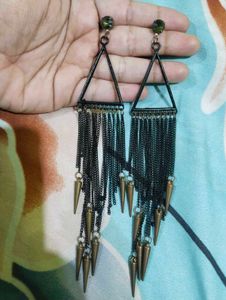 Unique Black Triangle Dangle Earrings