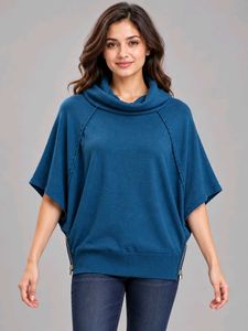 Stylish Teal Cowl Neck Top