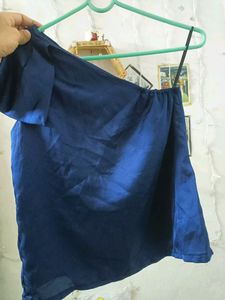 One Shoulder Satin Ruffle Top...