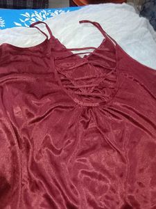 2 piece Silky Burgundy Nightgown