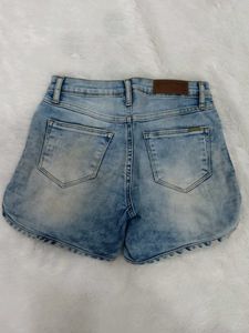 Distressed Light Wash Denim Shorts