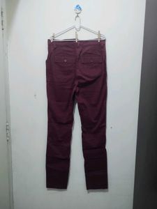 Marks And Spencer Crimson Maroon Long Pant Trouser