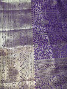Exquisite Purple Silk Saree with Golden Weave