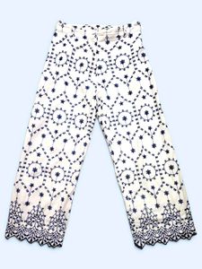 Embroidered White Palazzos with Mul lining