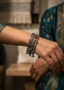 Set of 4 Silver-Tone Bangles with Charms Ghungaroo