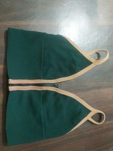 Green Sports Bra with Zipper