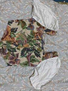 Floral Corset Top with Puff Sleeves