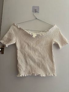 Off-Shoulder Smocked Crop Top