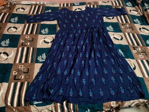 Elegant Navy Printed Anarkali Dress