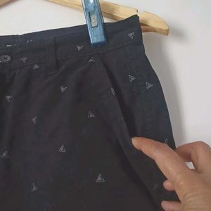Black Patterned Shorts