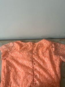 Peach Lace Short Dress