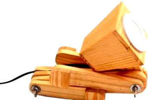 Wooden Robot Lamp