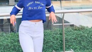 Blue "Sorry Darling" Graphic Top