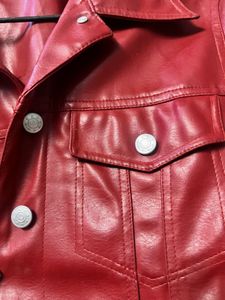 Red Faux Leather Jacket