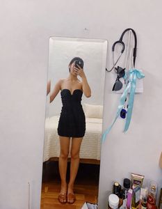 ZARA Pinstripe Strapless Mini Dress