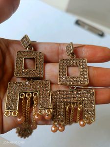 Combo Set Earring Saree Brooch And Necklace