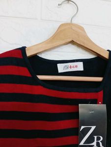 Stylish Red &amp; Black Striped Top