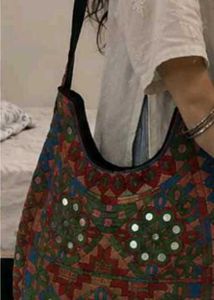 mirror work embroidery bag