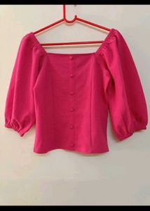 Pink Puff Sleeves Top