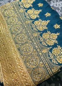 PeacockColour Designer Saree With Blause For Women