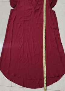 Burgundy fancy Sleeves Dress