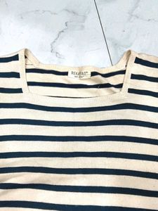 Striped Square Neck Knit Top