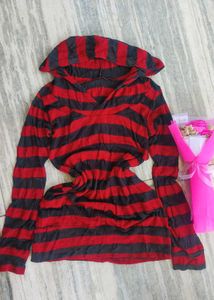 Striped Hooded Top,has little bit flaw as shown