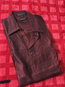 DKNY Iridescent Burgundy Button-Down Shirt