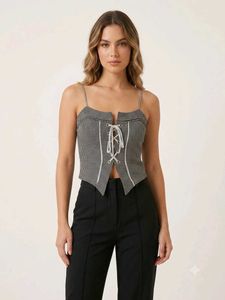 Gingham Corset Lace-Up Top