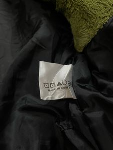 Olive Green Furry Zip-Up Jacket korean brand