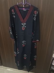 Elegant Dark Blue Floral Print Kurta