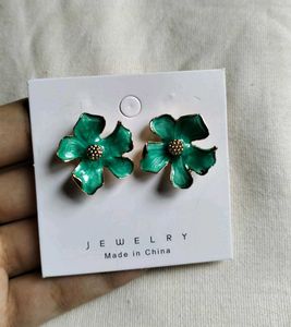 Korean Enamel Flower Earrings