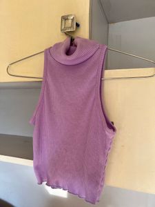 SSS - Lavender Ribbed Turtleneck Sleeveless Top