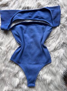 Blue Ribbed Bodysuit