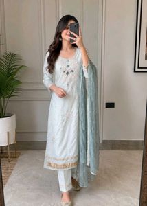 embroidery light colour suit