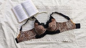 Leopard Print Lace Trim Bra