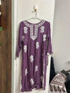 Purple Embroidered Kurta Dress
