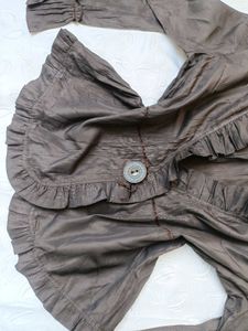 Vintage Ruffled Brown Blouse
