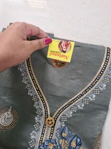 Grey Embroidered Kurta Set