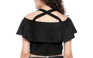 Off-Shoulder Black Crop Top
