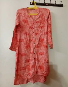 Coral Printed Short Kurta🧡