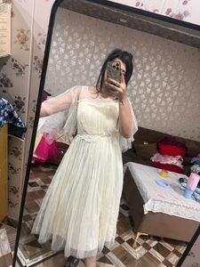 Elegant Cream yellow Tulle Dress🌻🎀🦋