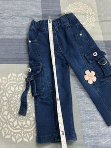 Cute Baby Girls Denim Cargo Pants with tshirt