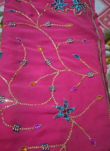 Embroidered Pink Saree with Sequins